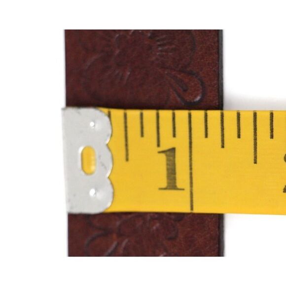 Old Navy EMBOSSED BROWN GENUINE LEATHER 1.25"Wd CASUAL DRESS WOMEN'S BELT S (A37 - Picture 8 of 12